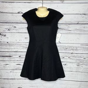 icB Size 2 Classic Black Cap Sleeve Cotton Blend Fit & Flare Dress